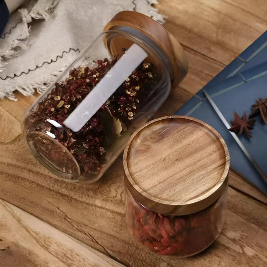 Acacia & Glass Storage Containers