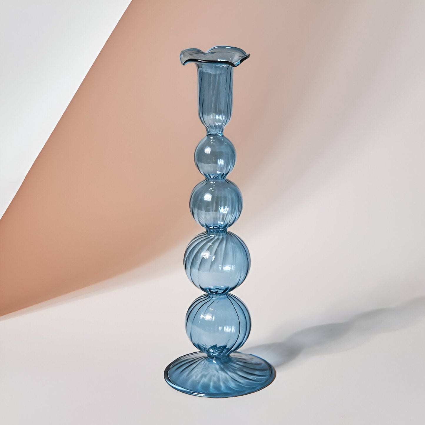 Fleur Pastel Glass Candlestick Holders