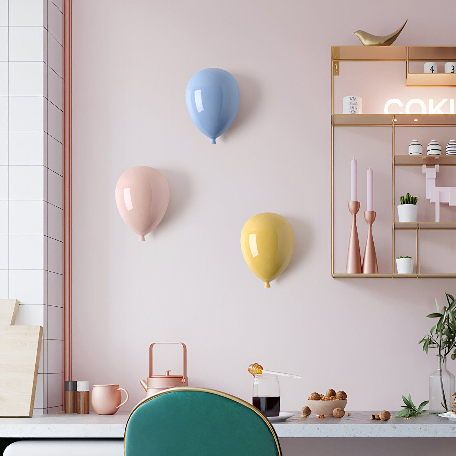 Wall-Hanging Ceramic Balloons