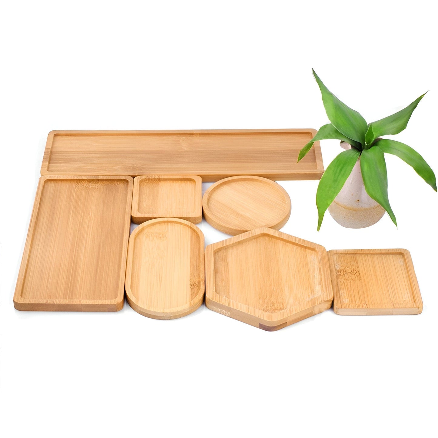 Natural Bamboo Planter Saucer Tray