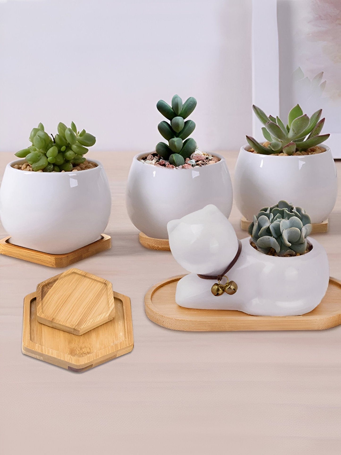 Natural Bamboo Planter Saucer Tray