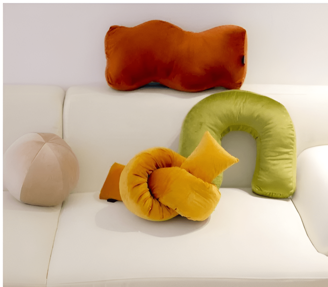 Velvety Retro Shapes Pillow