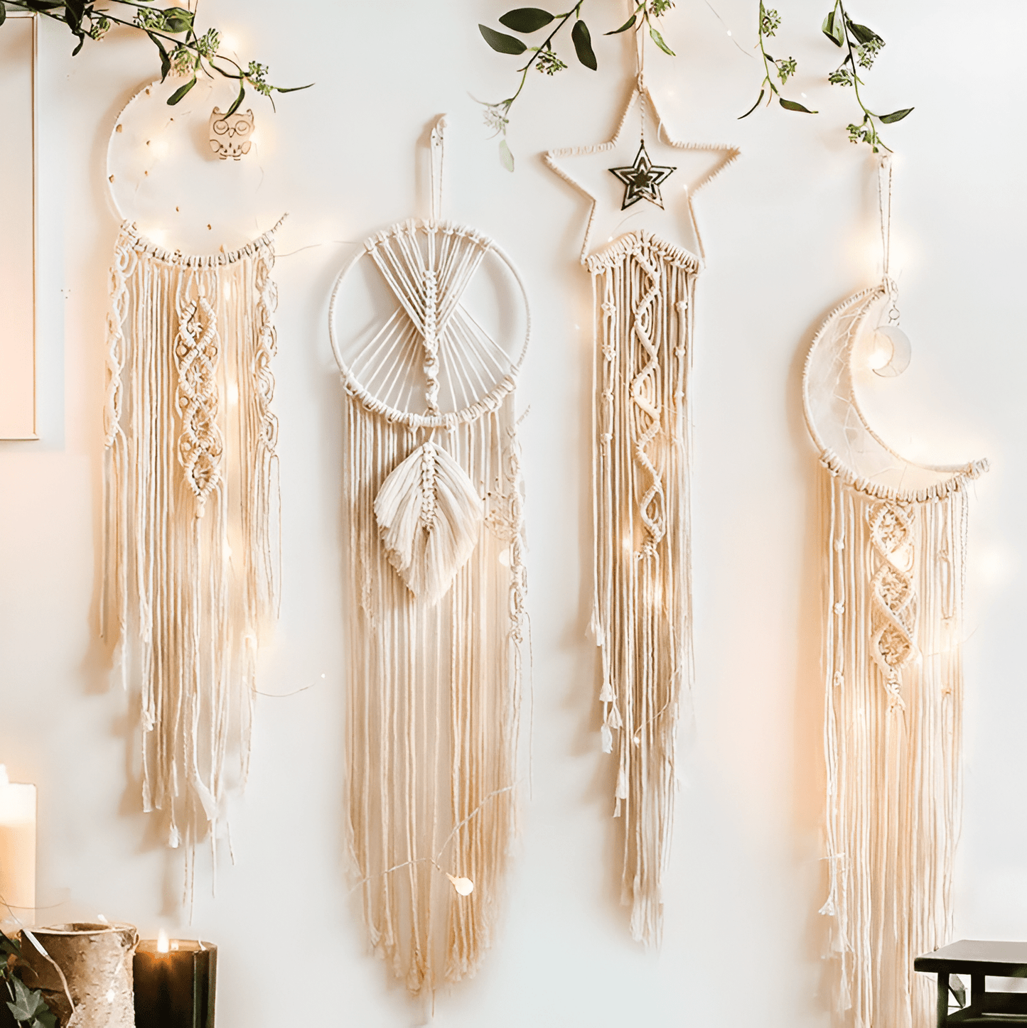 Night Sky Macrame Dreamcatcher Hanging Tapestry