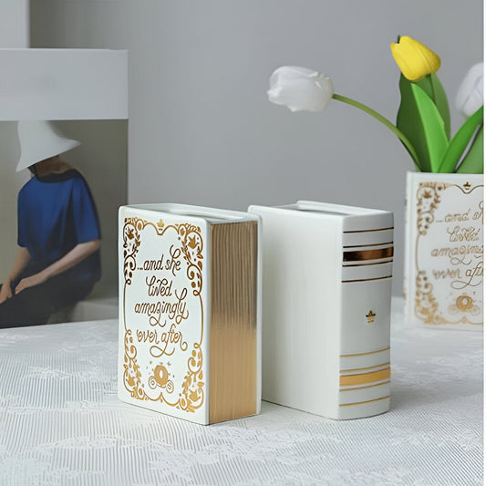 Book-Shaped Ceramic Flower Vases