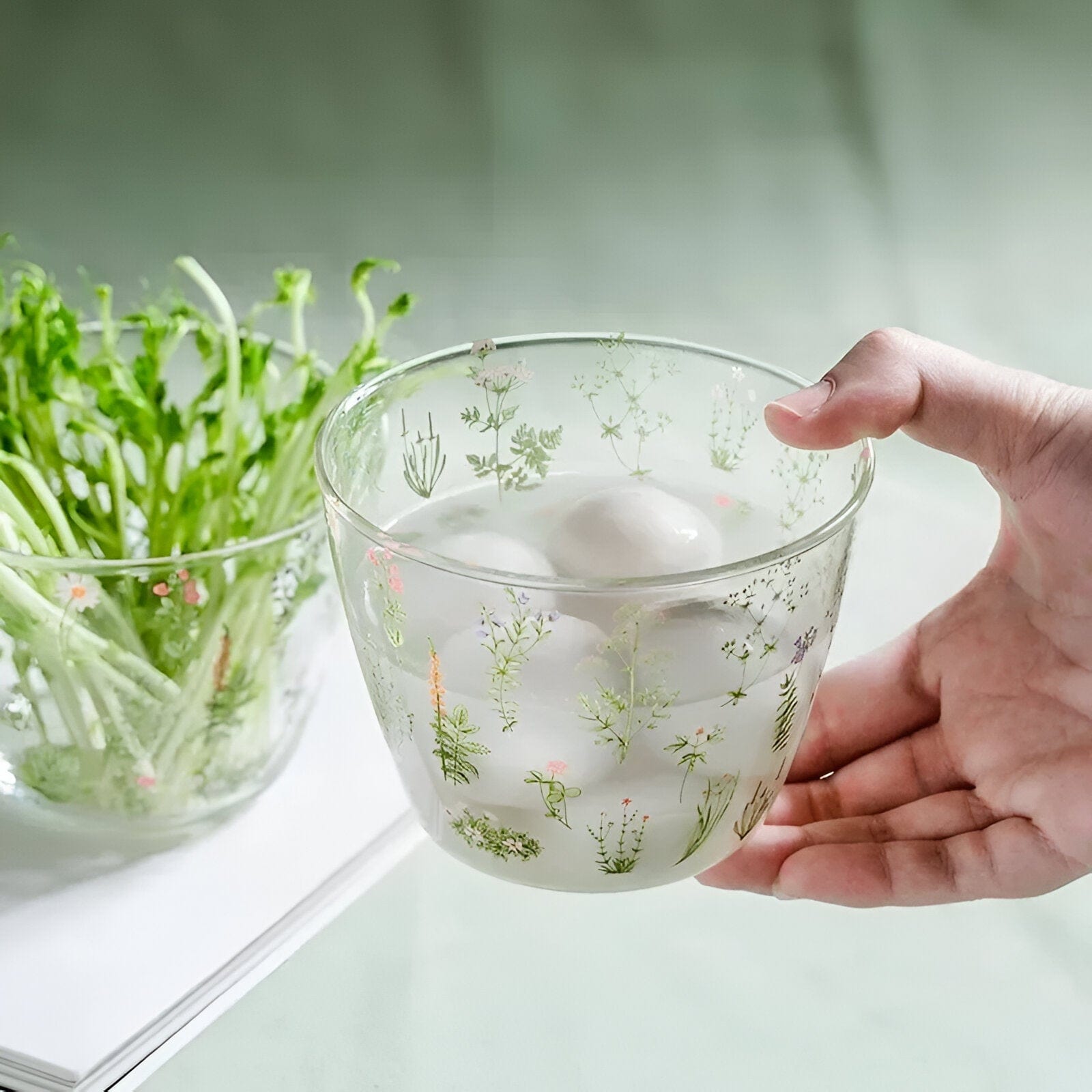 Flora Glass Mug + Cup