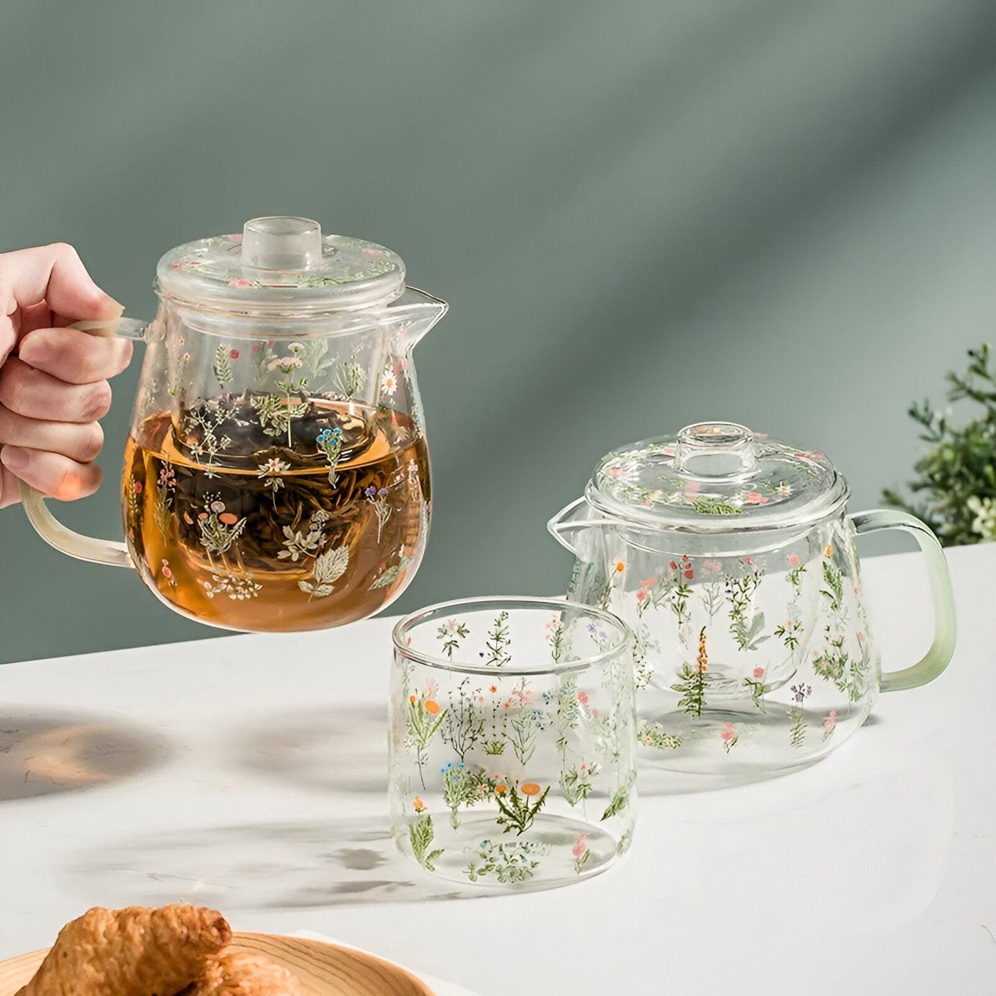 Flora Glass Mug + Cup