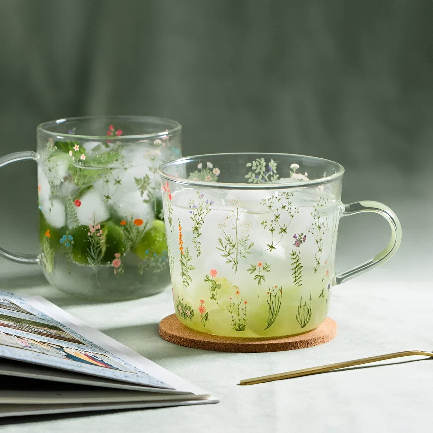 Flora Glass Mug + Cup