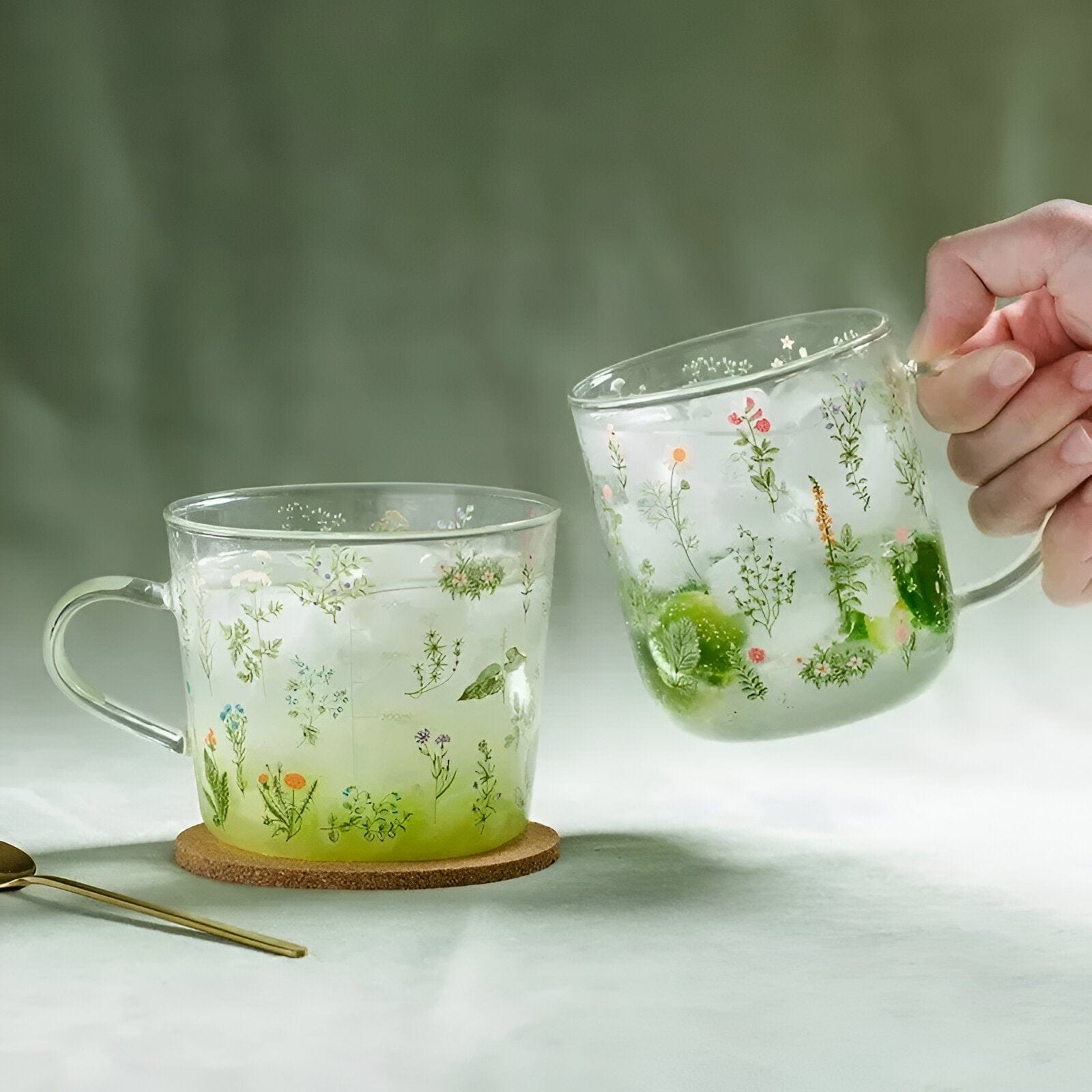 Flora Glass Mug + Cup