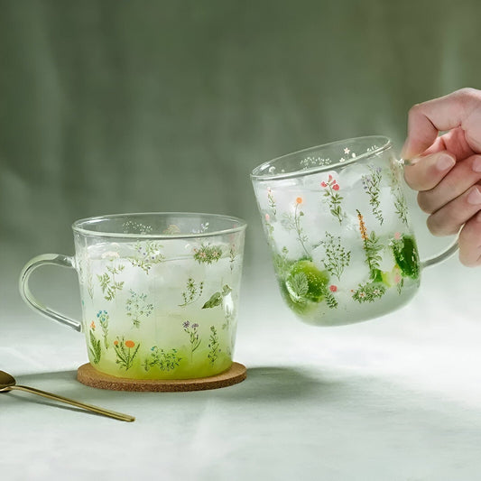 Flora Glass Mug + Cup