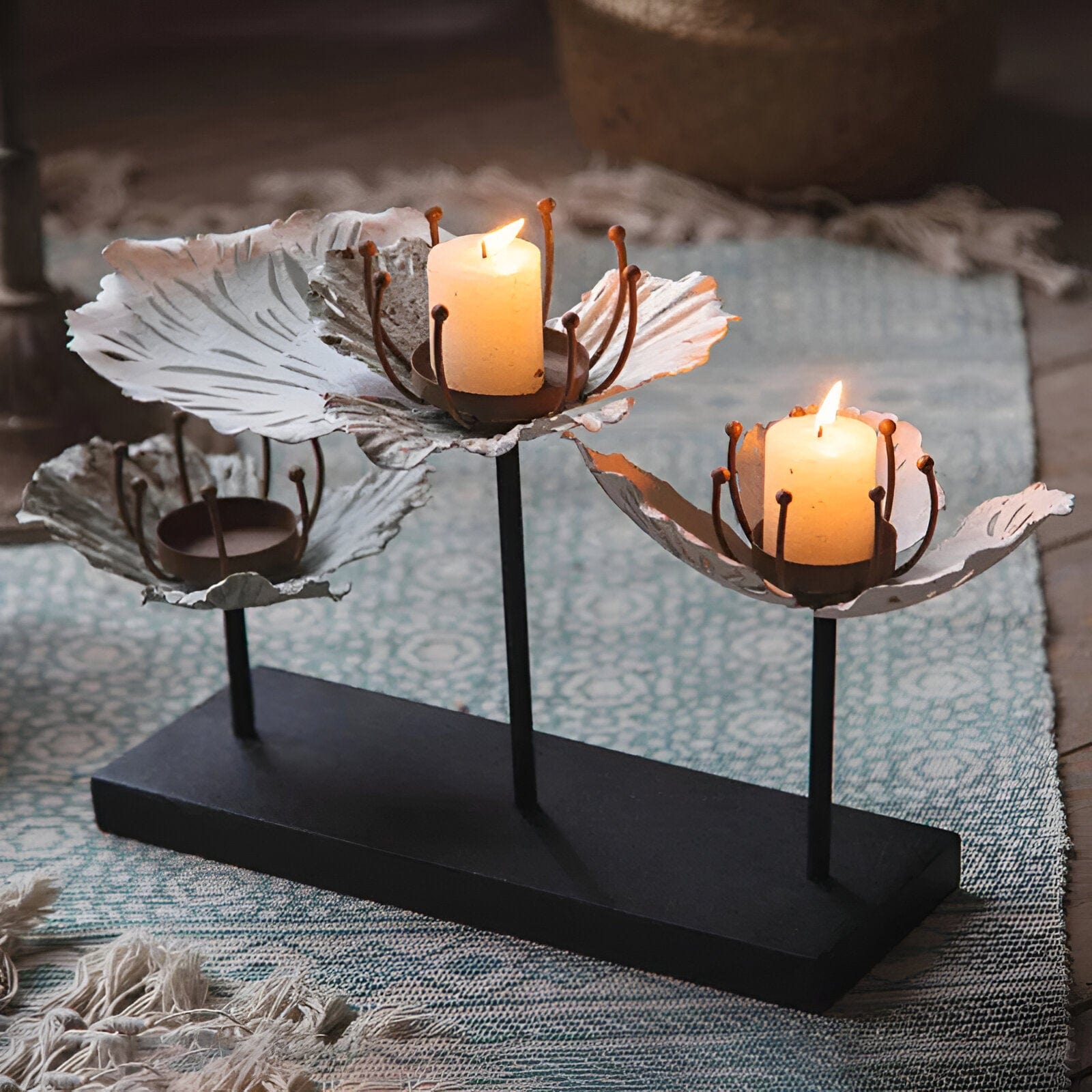 Elegant Metal Flower Candle Holders