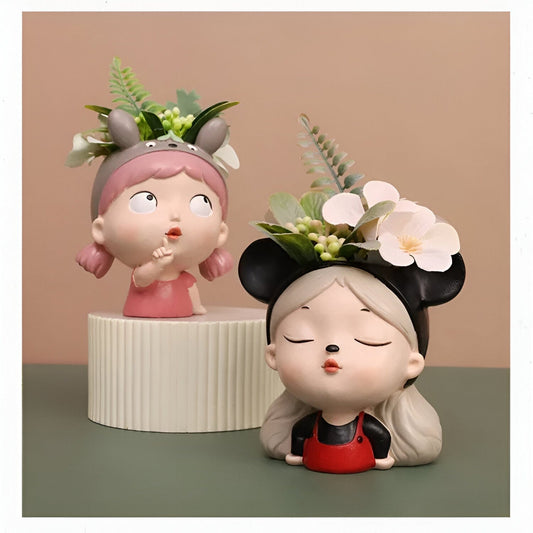 Girl Resin Pot