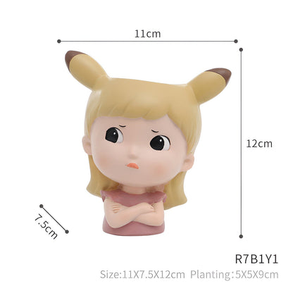 Girl Resin Pot