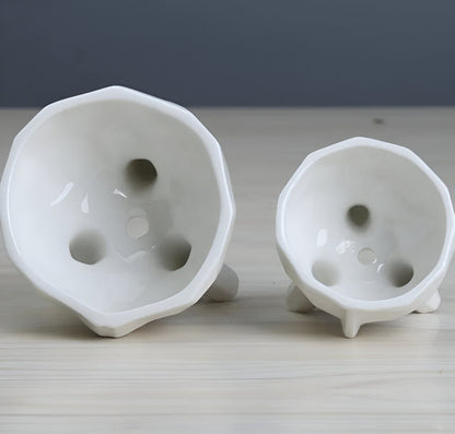 2-Piece White Ceramic Face Succulent Planters