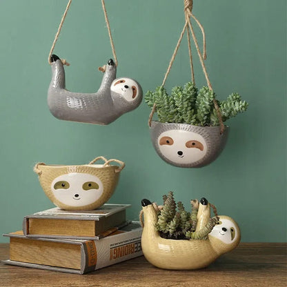 Sloth Ceramic Hanging Succulent Planter