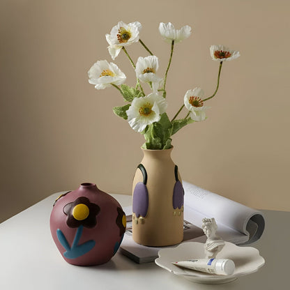 Flower Cutout Ceramic Vases