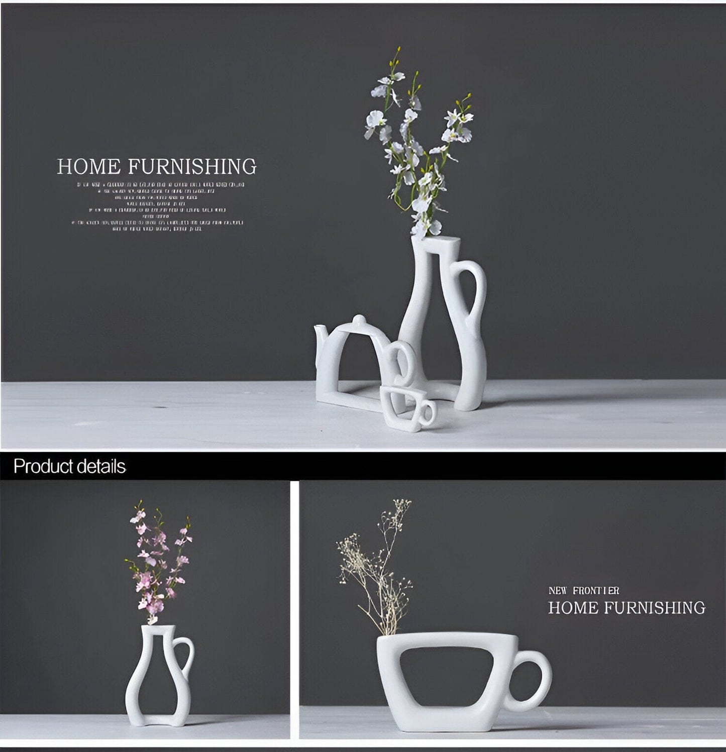 White Ceramic Tea Time Vases