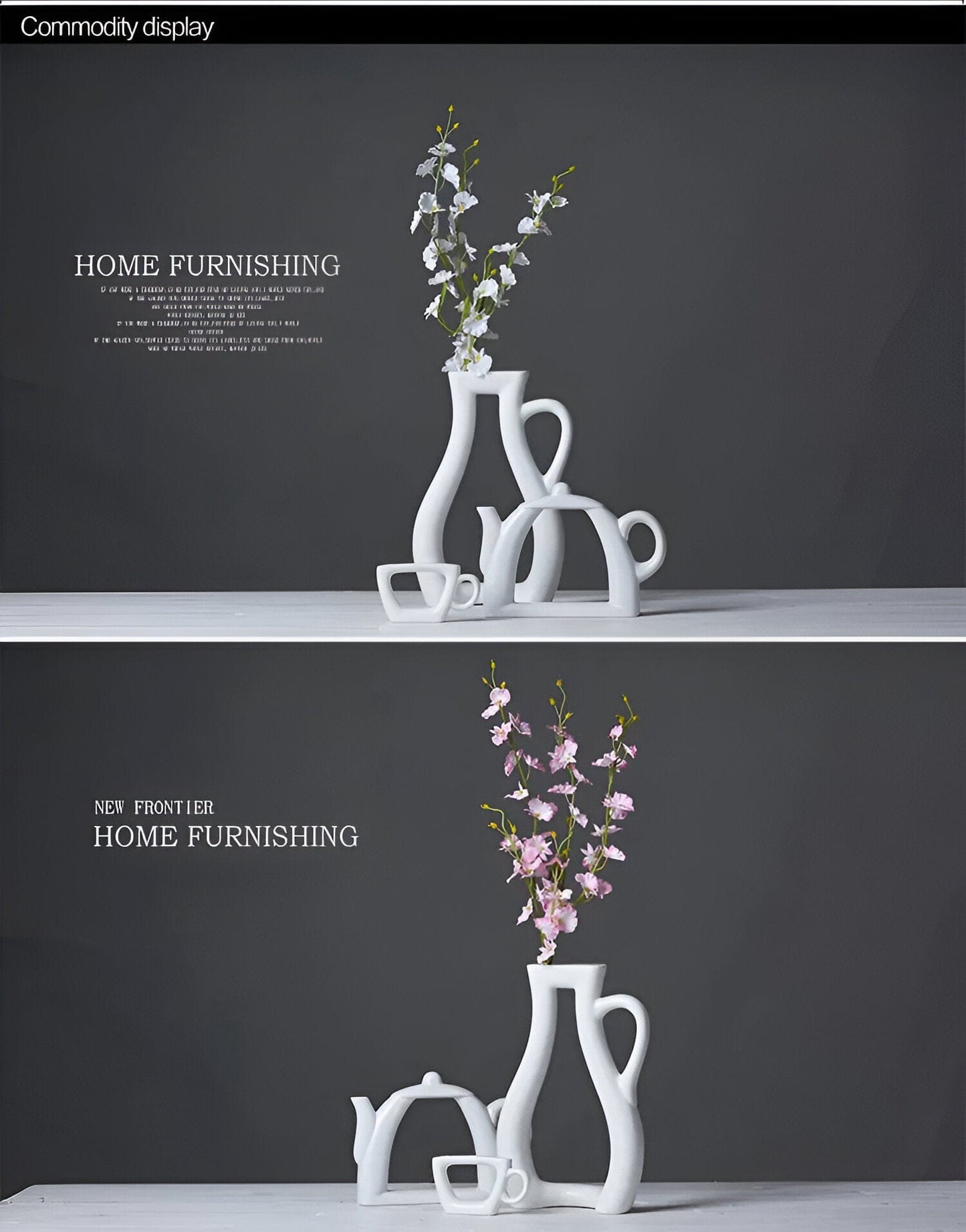 White Ceramic Tea Time Vases