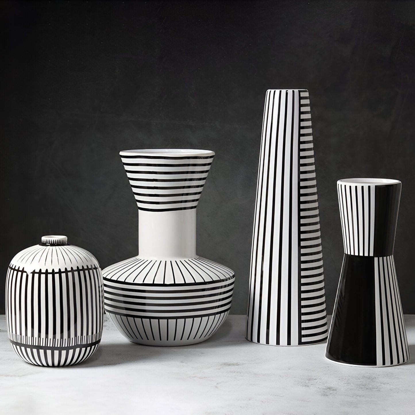 Black And White Geometric Vases