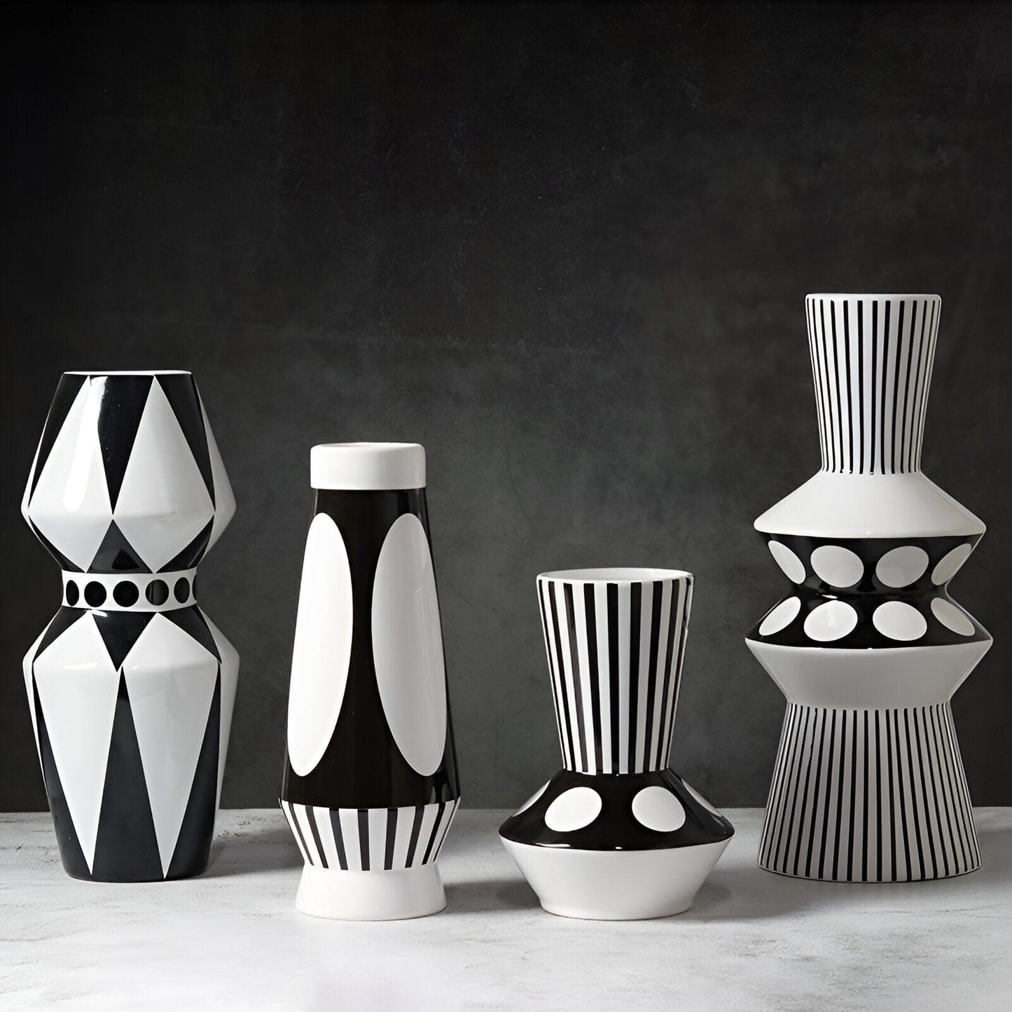 Black And White Geometric Vases