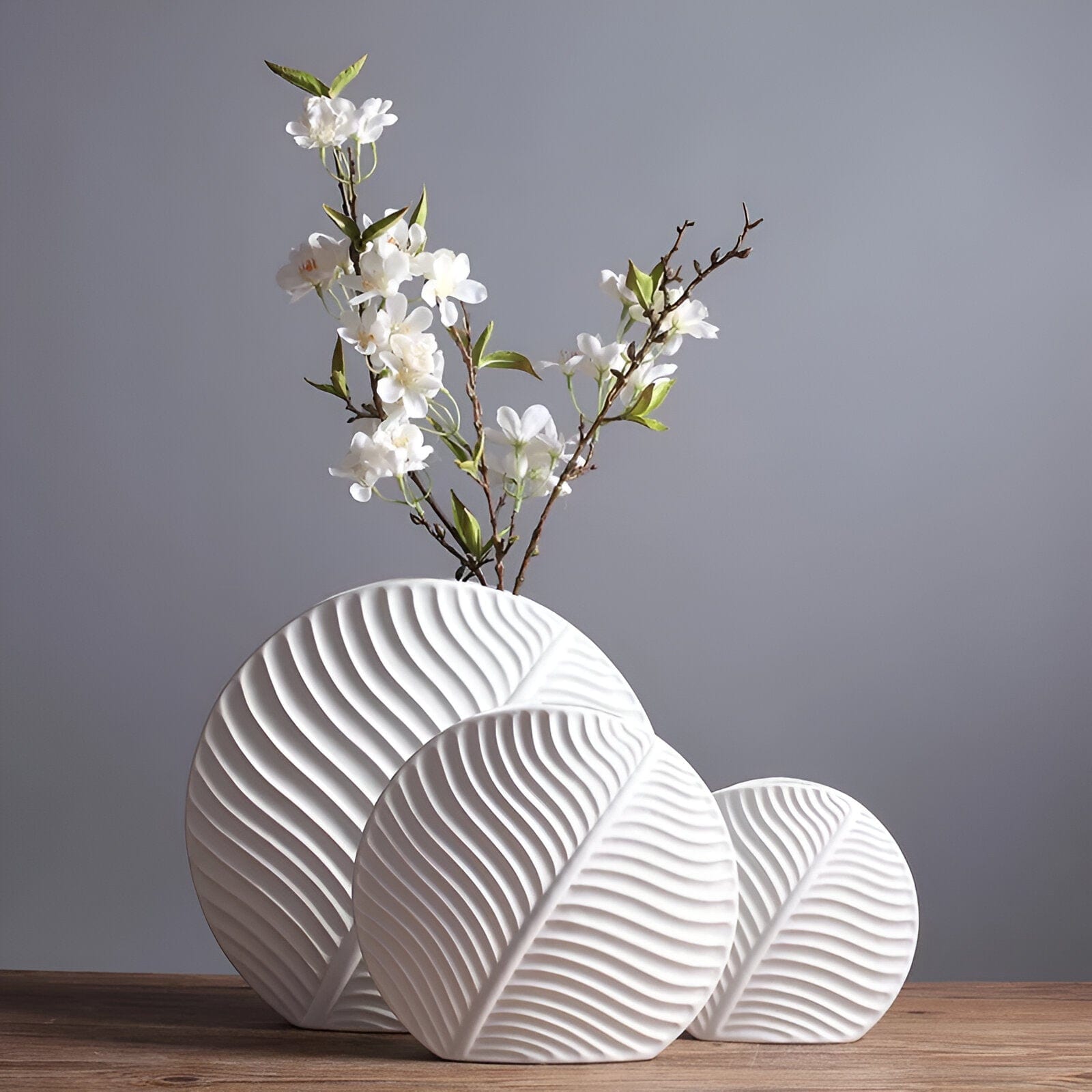 White Leaf Vases