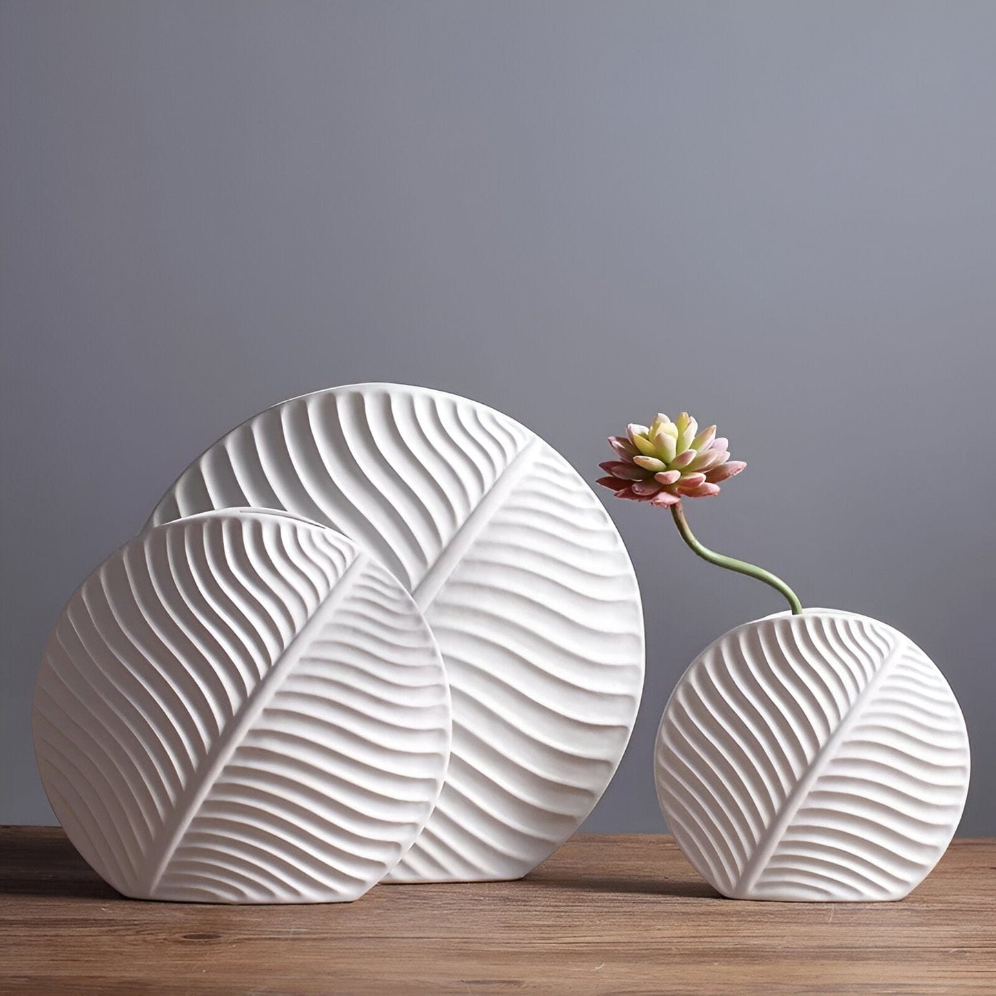 White Leaf Vases