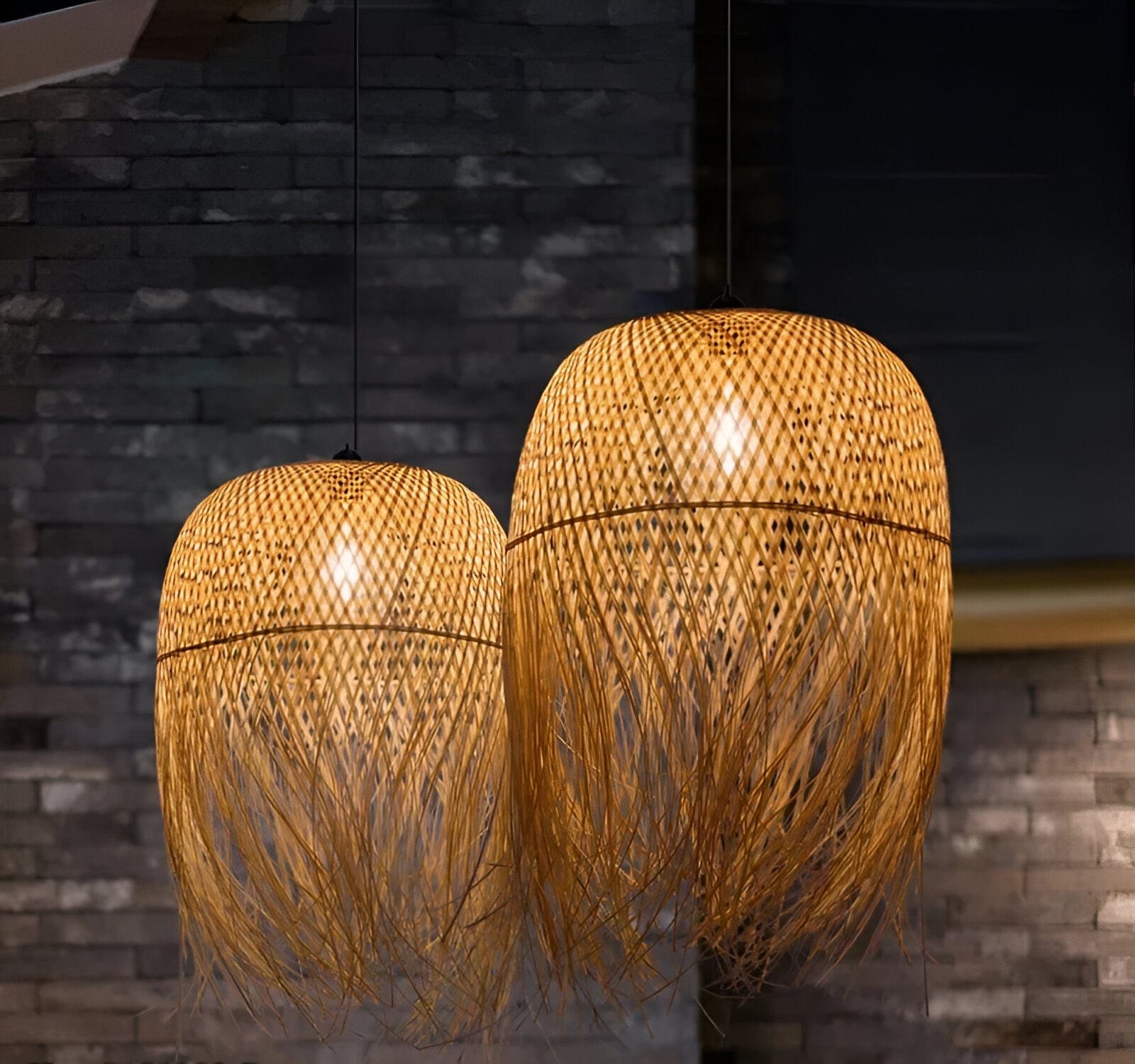 Bamboo Hanging Chandelier LED Lights