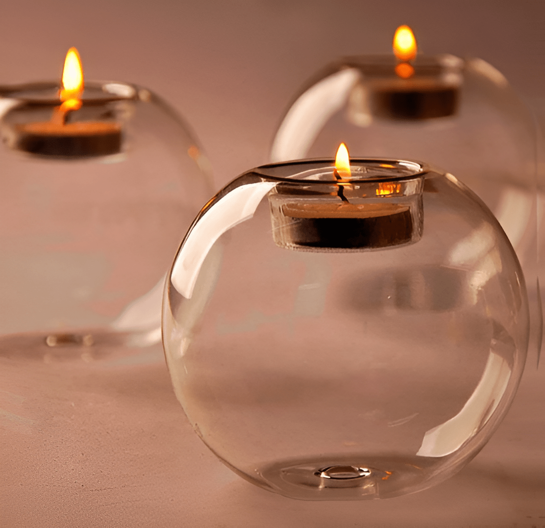 Crystal Ball Glass Tea Light Candle Holder