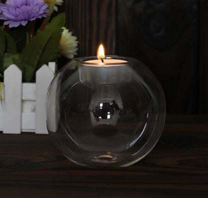 Crystal Ball Glass Tea Light Candle Holder