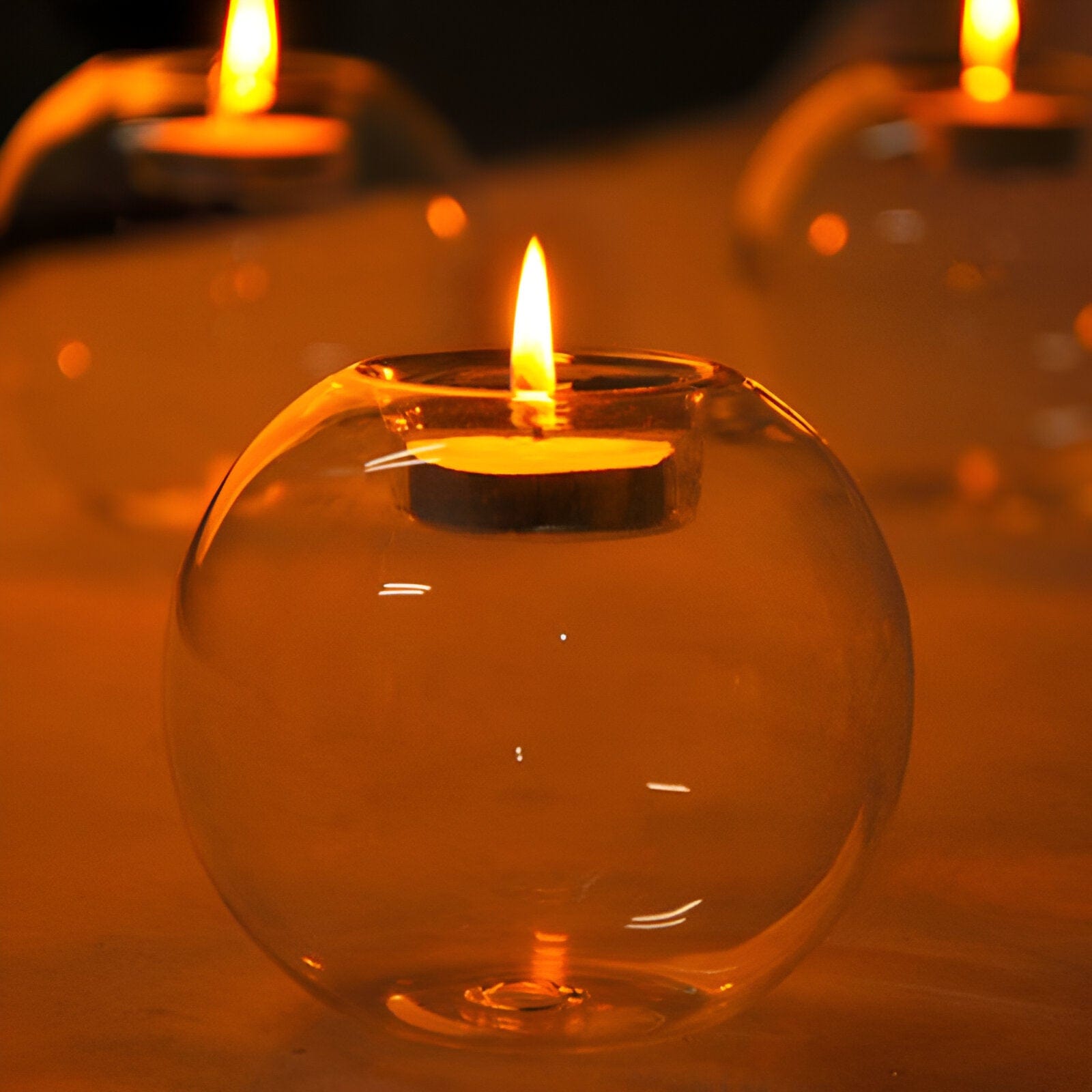 Crystal Ball Glass Tea Light Candle Holder