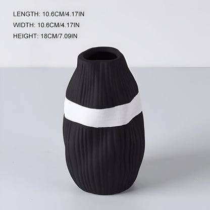 Contrast Ribbon Textured Ceramic Vase