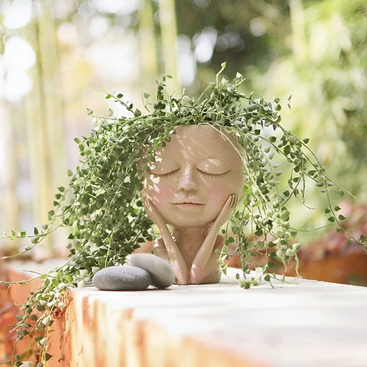 Peaceful Dream Sleeping Face Planter Vase