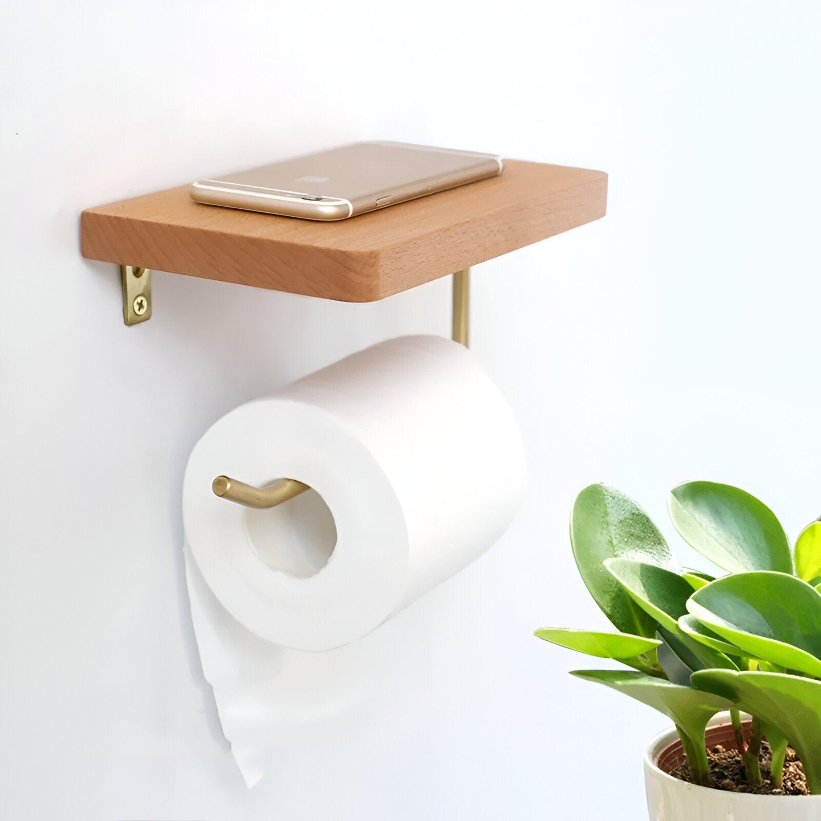 Multipurpose Wooden Toilet Roll Holder