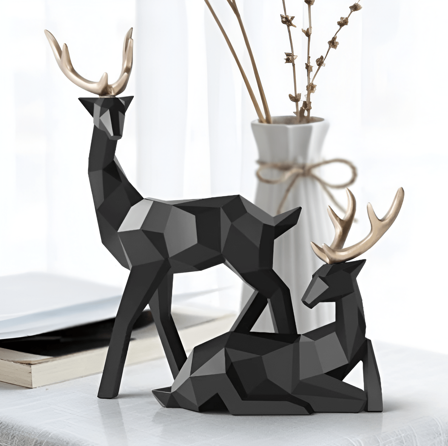 Reindeer Scandinavian Sculpture Set Of 2