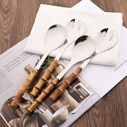 Bamboo Handle Spork Set