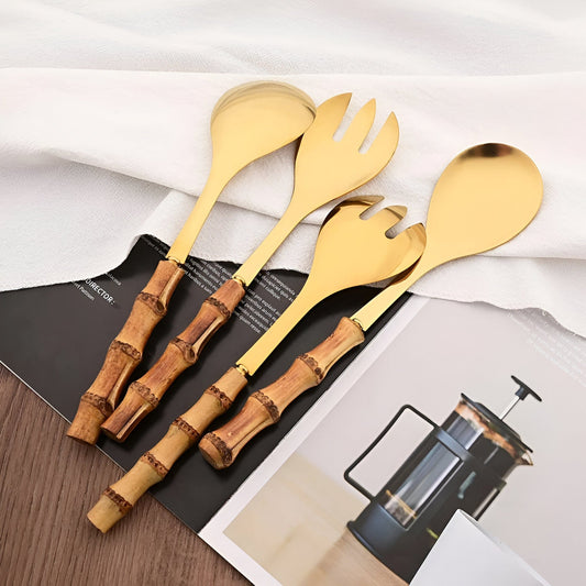 Bamboo Handle Spork Set