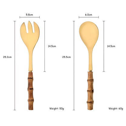 Bamboo Handle Spork Set