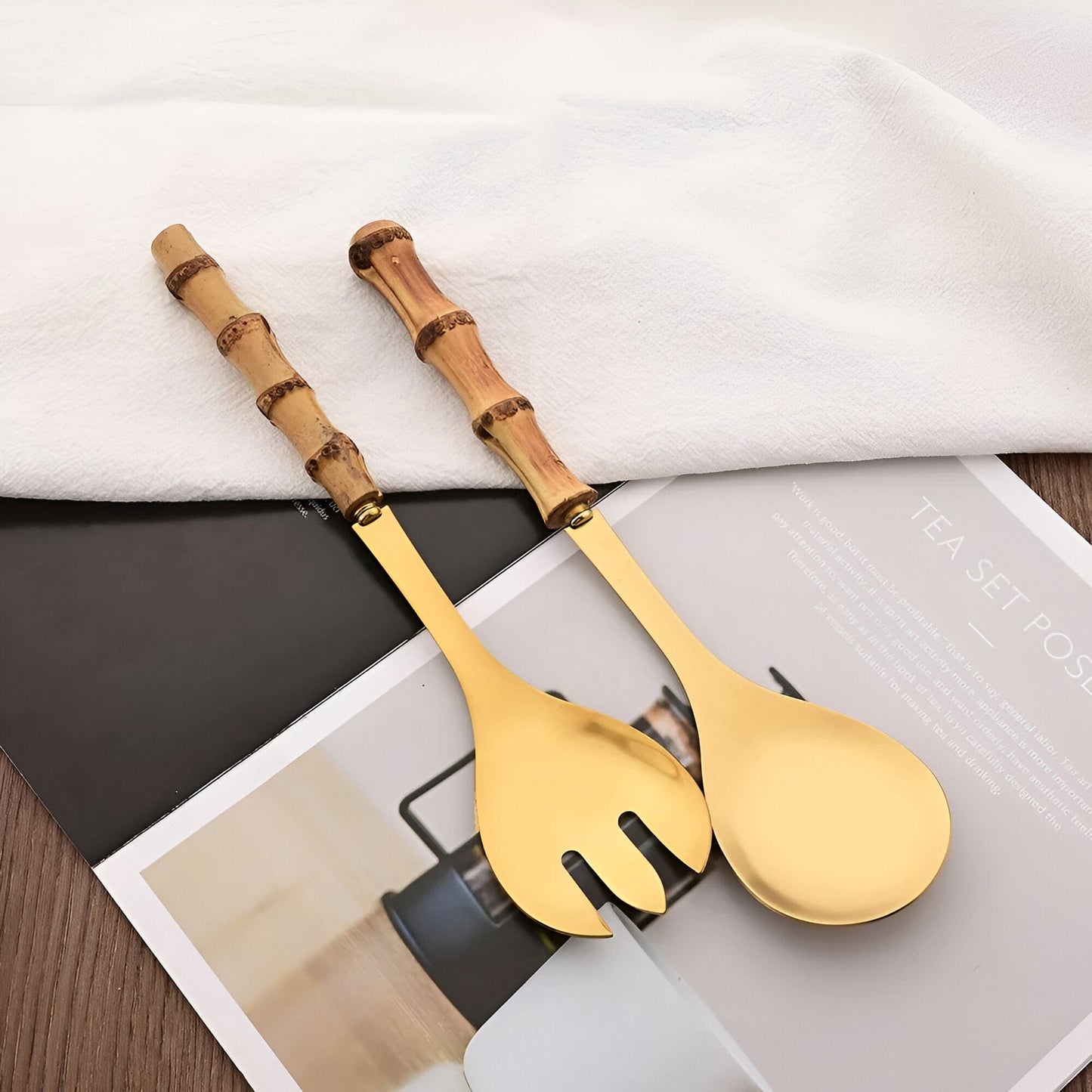 Bamboo Handle Spork Set