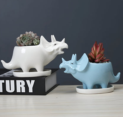 Cute Dinosaur Succulent Planter Pot with Drainage Tray