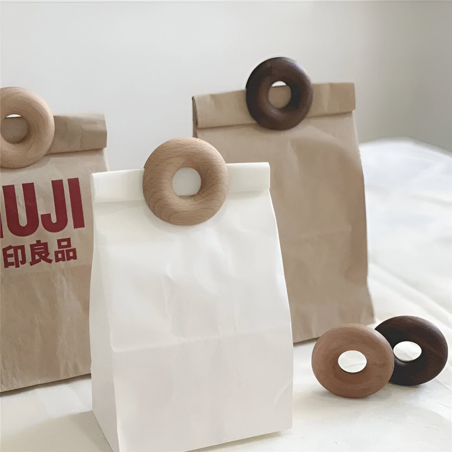 Wooden Doughnut Bag Clip