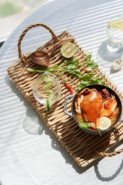 Woven Rattan Serving Tray