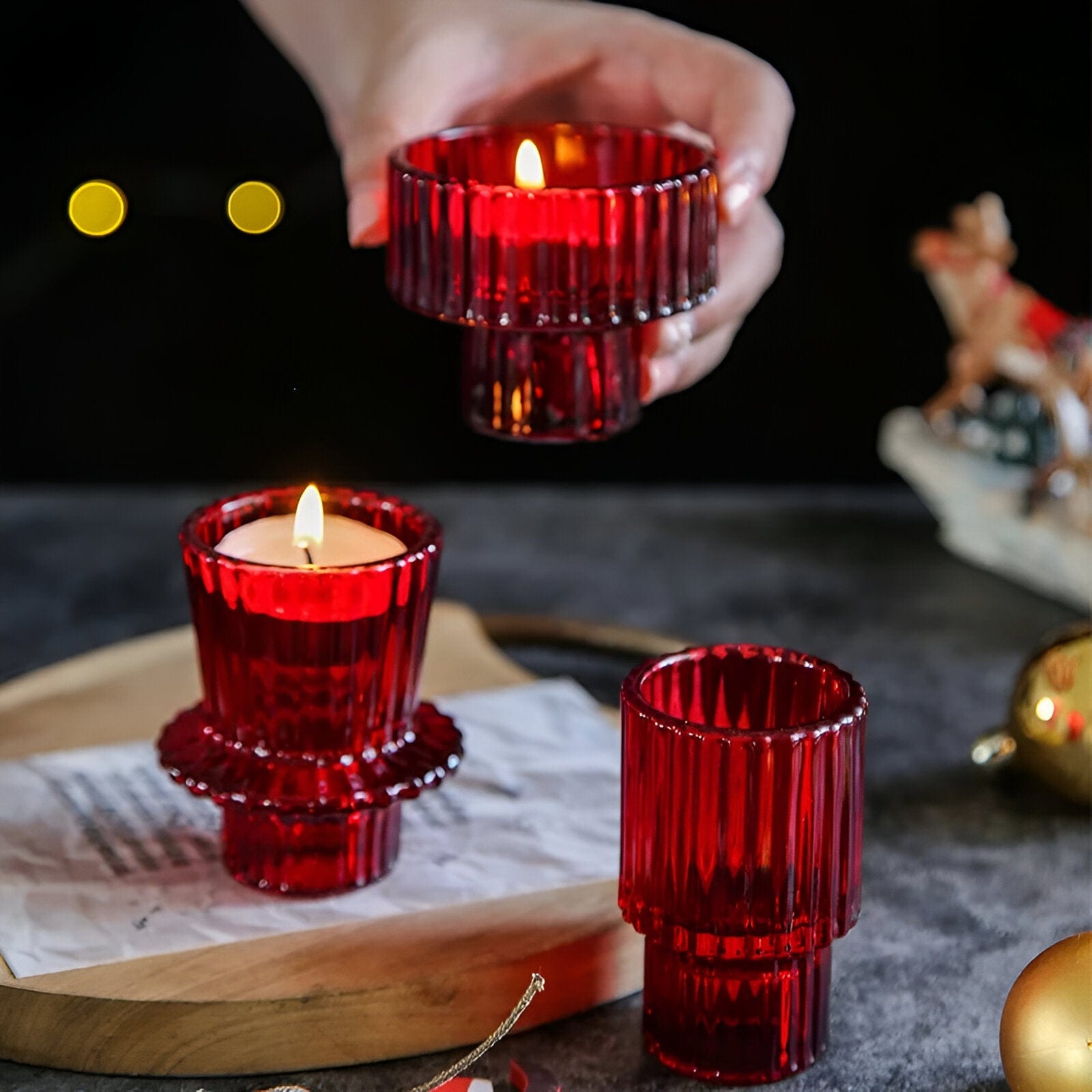 Mini Glass Tealight candle holder