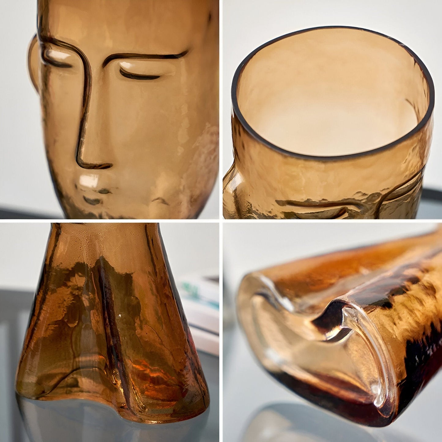 Abstract Face Blown Glass Vase