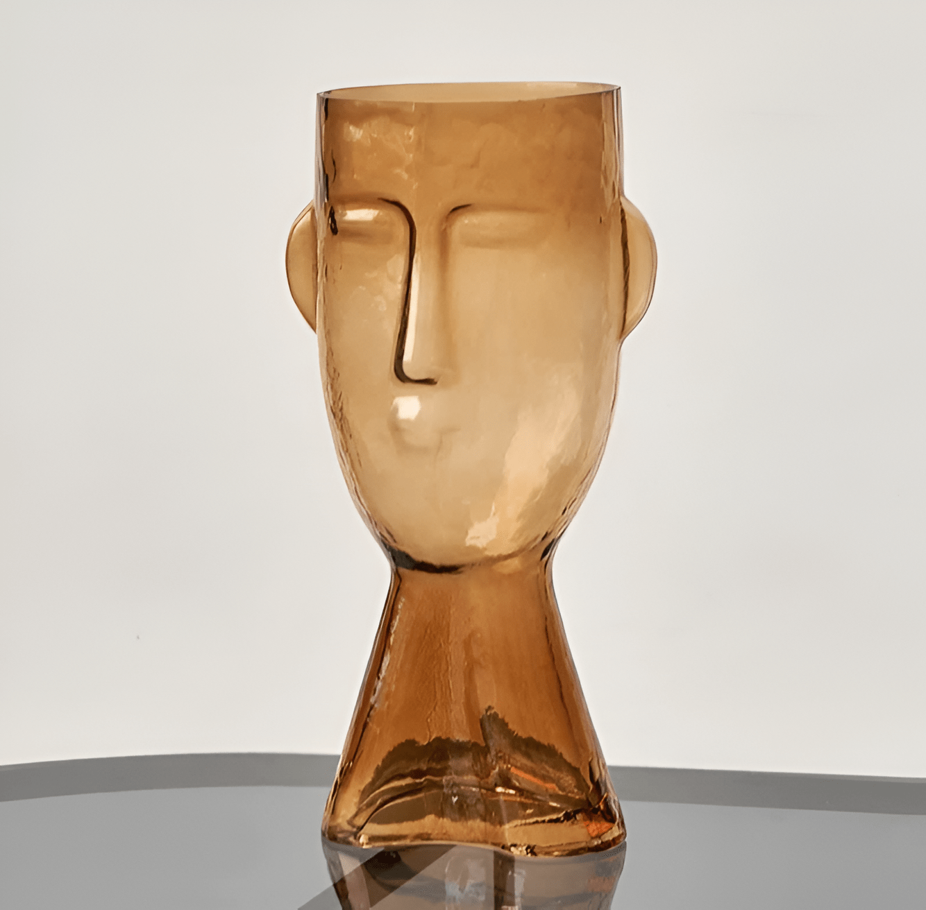 Abstract Face Blown Glass Vase