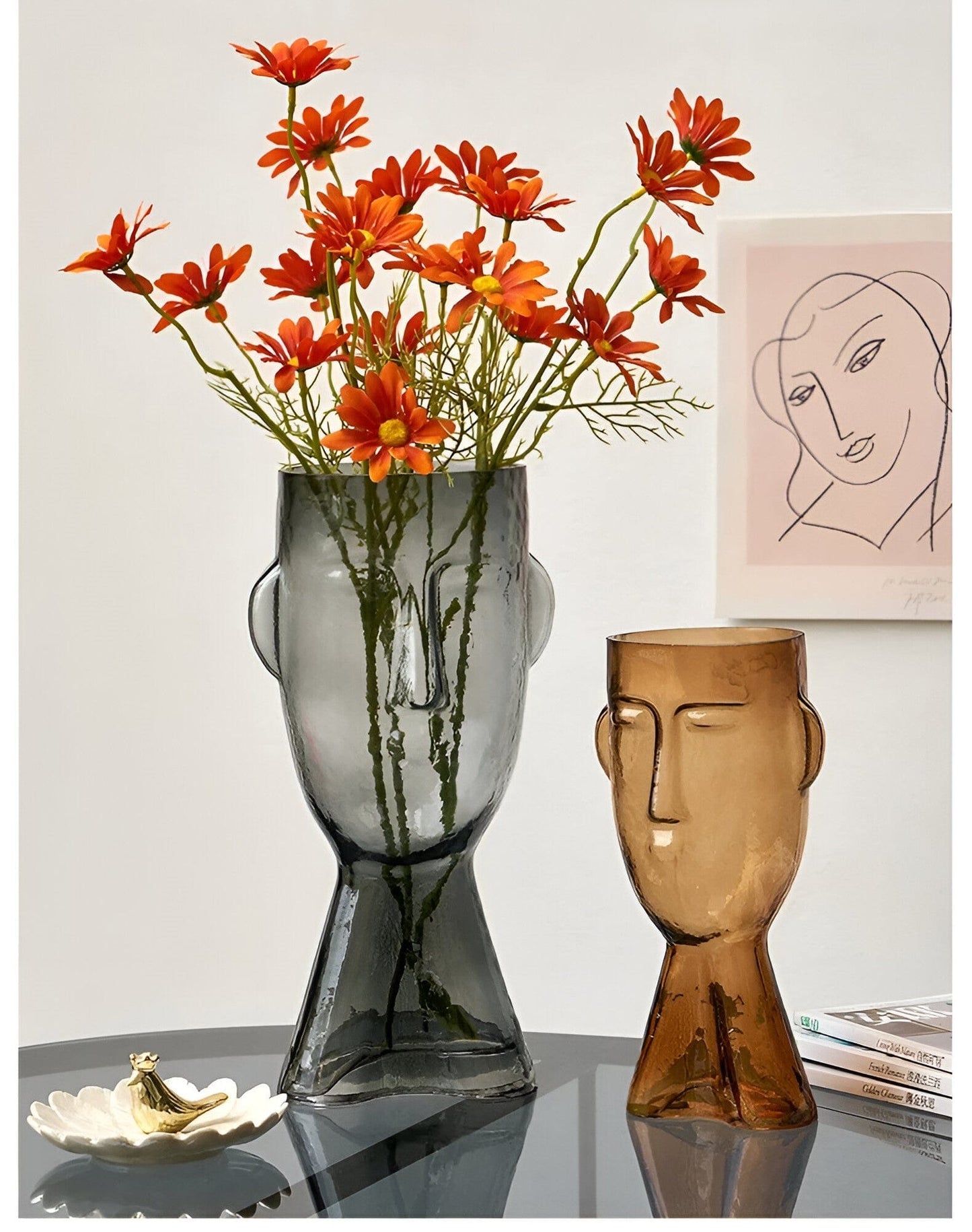 Abstract Face Blown Glass Vase