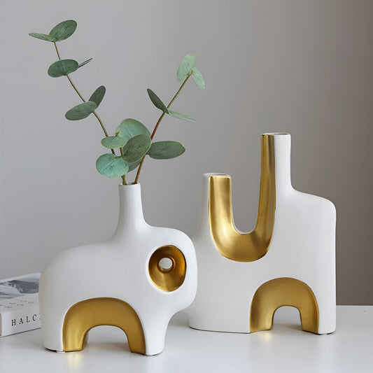 Abstract in Gold Vases