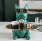 Cool French Bulldog Piggy Bank and Platter Statue