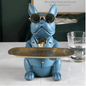 Cool French Bulldog Piggy Bank and Platter Statue