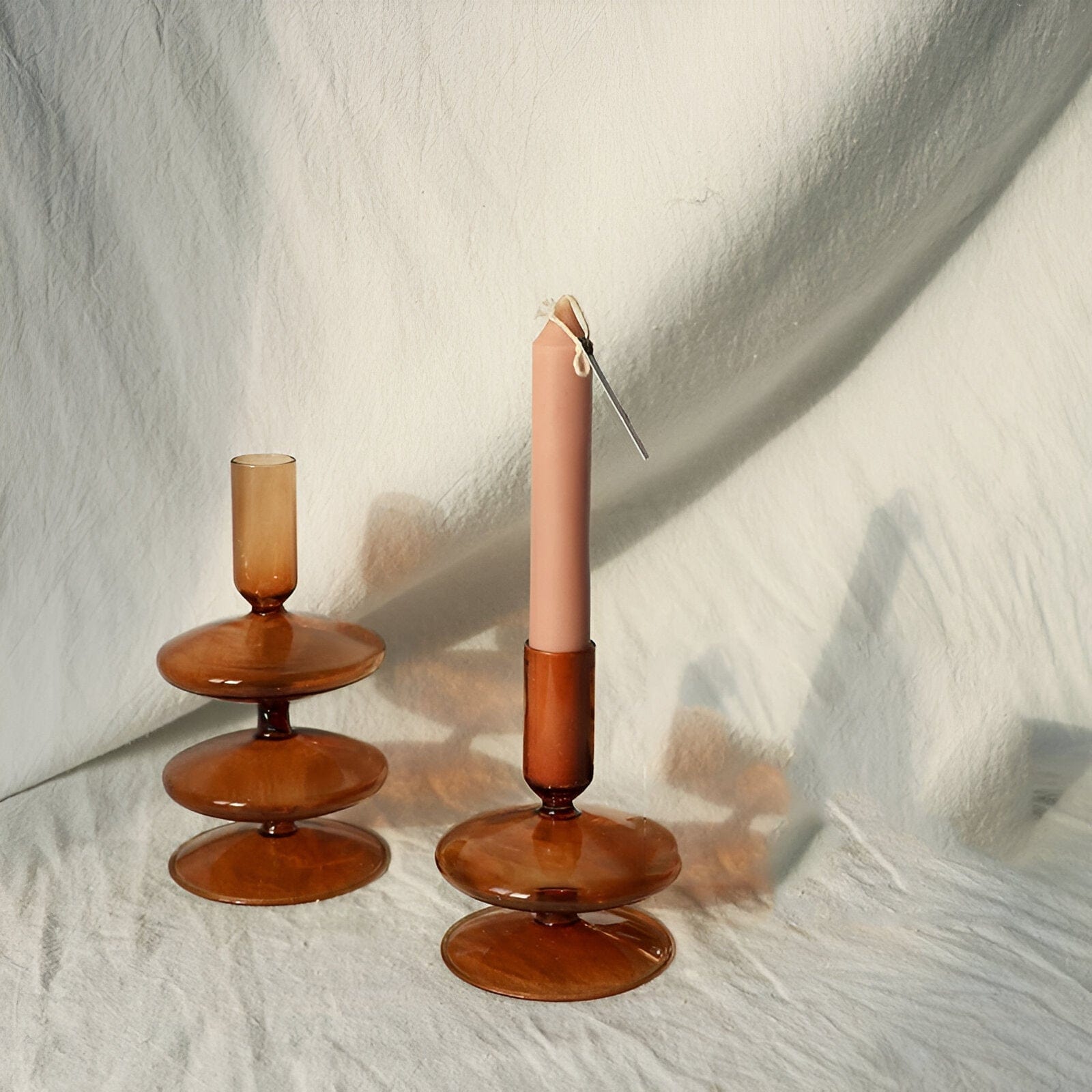 Autumn Glass Taper Candle Stick Holders