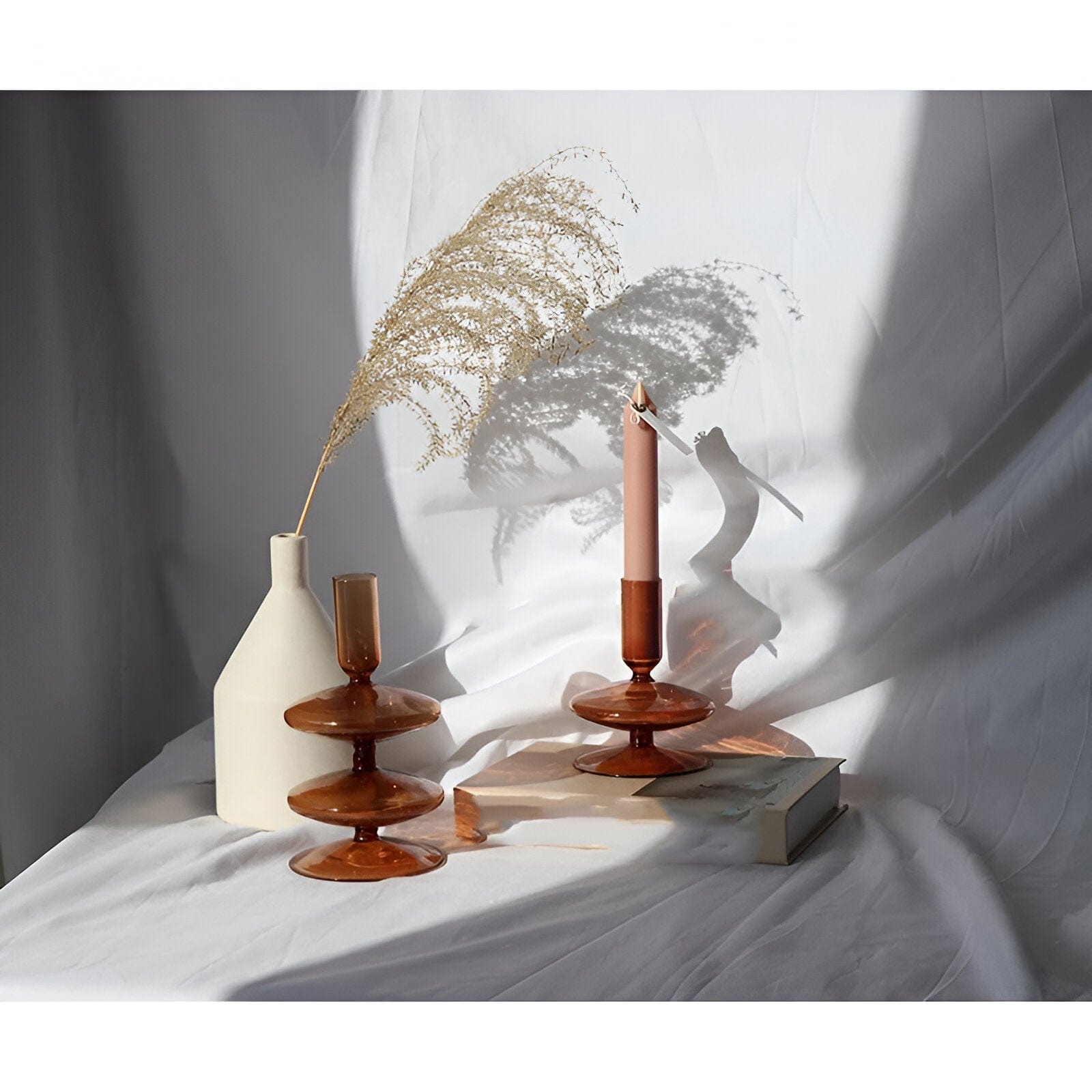 Autumn Glass Taper Candle Stick Holders