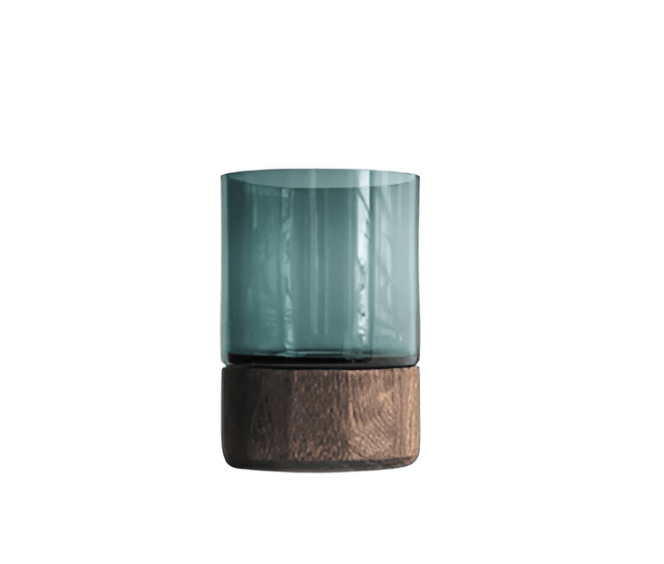 Serenity Wood Base Glass Vases